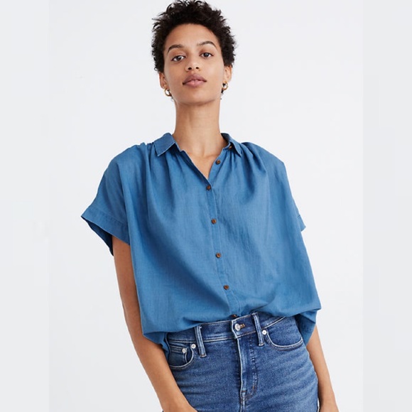Madewell Central Shirt in Bright Indigo Size Small and XS - Picture 2 of 11